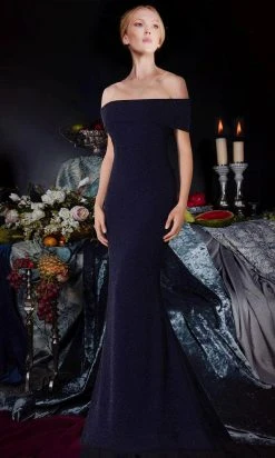 Janique - 2933 Off Shoulder Glitter Mermaid Gown