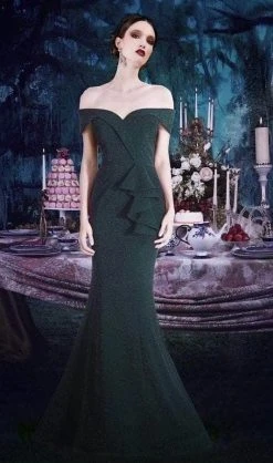 Janique - 2936 Shimmer Off Shoulder V Neck Trumpet Gown 28 Janique - 2936 Shimmer Off Shoulder V Neck Trumpet Gown