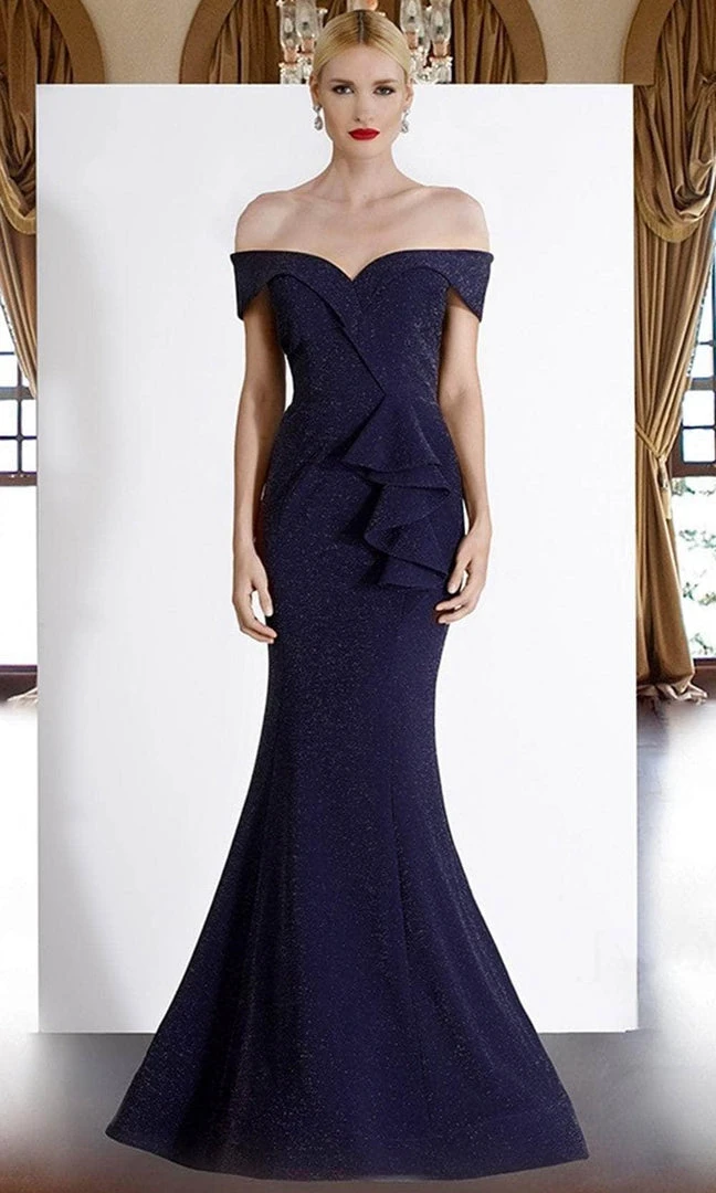 Janique - 2936 Shimmer Off Shoulder V Neck Trumpet Gown 8 Janique - 2936 Shimmer Off Shoulder V Neck Trumpet Gown