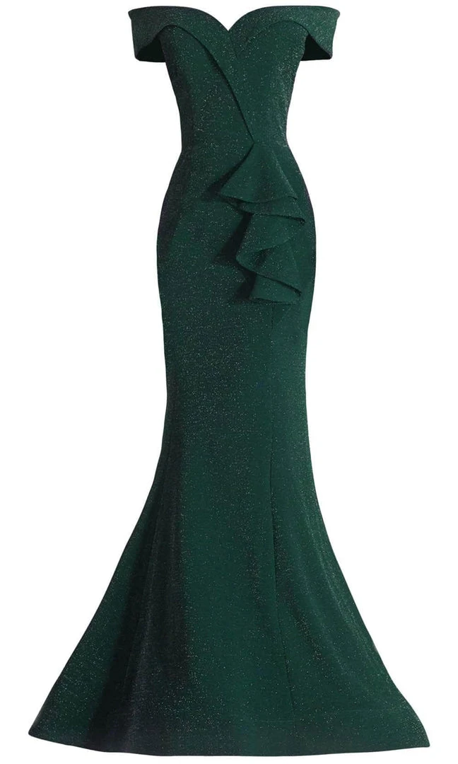 Janique - 2936 Shimmer Off Shoulder V Neck Trumpet Gown 16 Janique - 2936 Shimmer Off Shoulder V Neck Trumpet Gown