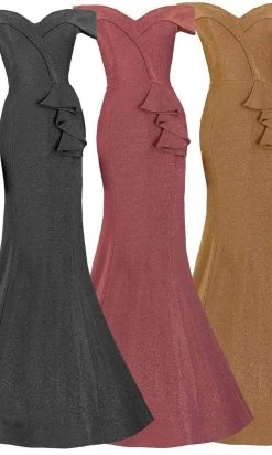 Janique - 2936 Shimmer Off Shoulder V Neck Trumpet Gown 26 Janique - 2936 Shimmer Off Shoulder V Neck Trumpet Gown