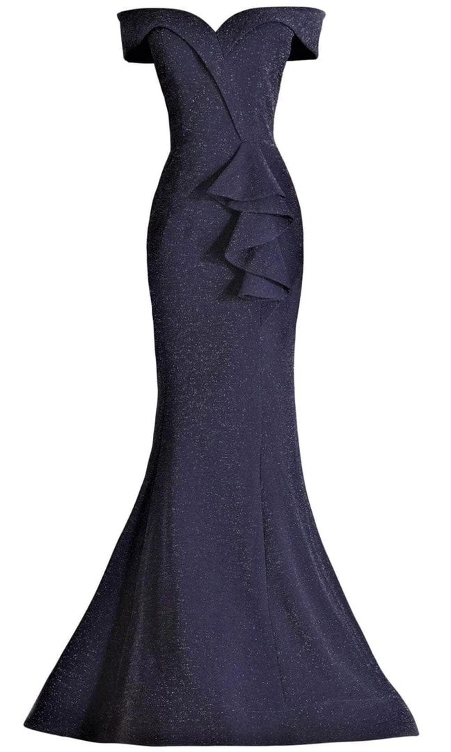 Janique - 2936 Shimmer Off Shoulder V Neck Trumpet Gown 9 Janique - 2936 Shimmer Off Shoulder V Neck Trumpet Gown