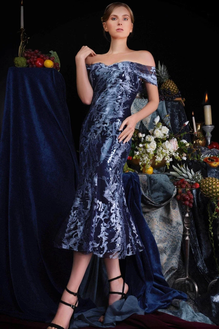 Janique - 62122 Tea Length Embroidered Lace Ombre Dress 3 Janique - 62122 Tea Length Embroidered Lace Ombre Dress