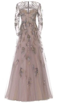 Janique 81122 - Long Sleeve Jewel Neck Evening Dress