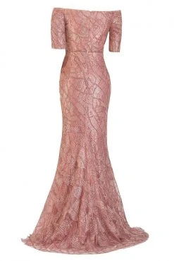 Janique - JA5017 Embellished Off-Shoulder Trumpet Dress