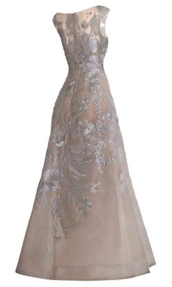 Janique - W2186 Cap Sleeve Embroidered A-Line Gown