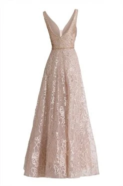 Janique - W2309 Beaded Lace A-Line Evening Gown 9 Janique - W2309 Beaded Lace A-Line Evening Gown