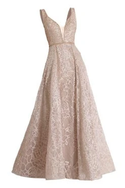 Janique - W2309 Beaded Lace A-Line Evening Gown 8 Janique - W2309 Beaded Lace A-Line Evening Gown