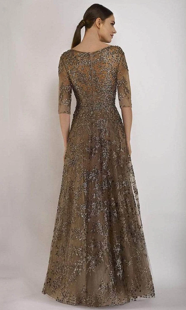 Janique - W2519 Beaded V-neck A-line Gown 4 Janique - W2519 Beaded V-neck A-line Gown