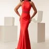 Jasz Couture - 6267 Beaded High Halter Neck Sheath Gown