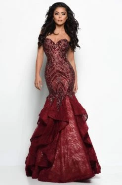 Jasz Couture - 7046 Strapless Embellished Trumpet Gown
