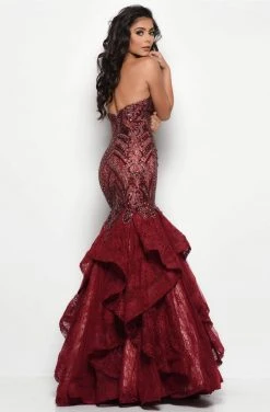 Jasz Couture - 7046 Strapless Embellished Trumpet Gown
