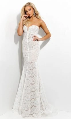 Jasz Couture - 7326 Embroidered Strapless Sweetheart Trumpet Dress