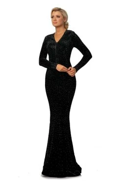 Johnathan Kayne - 2045 Embellished Long Sleeve V-neck Trumpet Dress 11 Johnathan Kayne - 2045 Embellished Long Sleeve V-neck Trumpet Dress