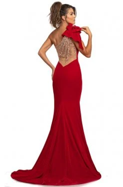 Johnathan Kayne - 2055 Embellished One Shoulder Trumpet Dress