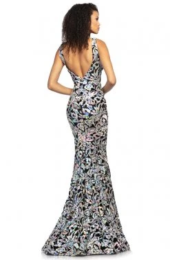 Johnathan Kayne - 2106 Sleeveless V Neck Sequin Velvet Mermaid Gown 12 Johnathan Kayne - 2106 Sleeveless V Neck Sequin Velvet Mermaid Gown