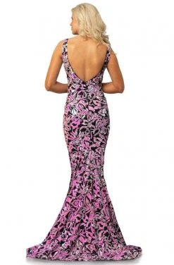 Johnathan Kayne - 2106 Sleeveless V Neck Sequin Velvet Mermaid Gown 18 Johnathan Kayne - 2106 Sleeveless V Neck Sequin Velvet Mermaid Gown
