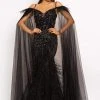 Johnathan Kayne - 2173 Beaded Sweetheart Feathered Trumpet Dress