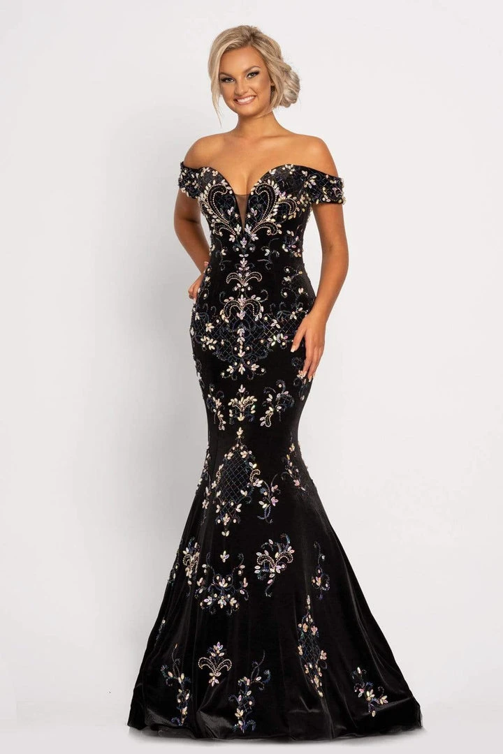 Johnathan Kayne - 2176 Crystal Embellished Off Shoulder Long Dress 6 Johnathan Kayne - 2176 Crystal Embellished Off Shoulder Long Dress