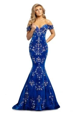 Johnathan Kayne - 2176 Crystal Embellished Off Shoulder Long Dress