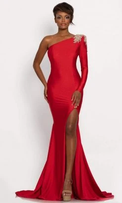 Johnathan Kayne - 2224 Jeweled One Shoulder High Slit Evening Gown