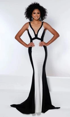 Johnathan Kayne - 2408 Beaded Black Panels Mermaid Gown