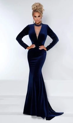 Johnathan Kayne - 2451 Long Sleeve Deep V- Neck Gown