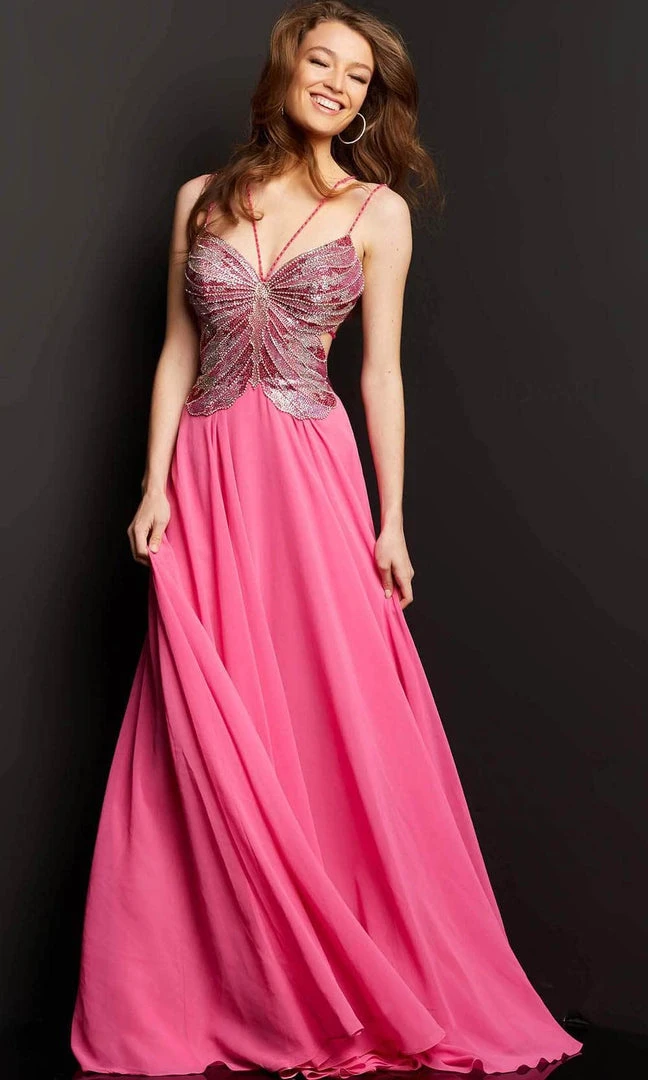 Jovani 000297 - Butterfly Motif Chiffon Prom Dress 3 Jovani 000297 - Butterfly Motif Chiffon Prom Dress
