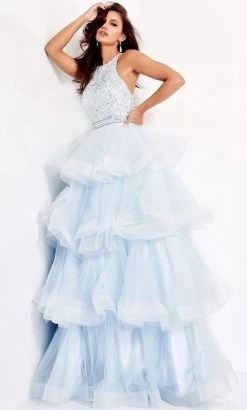 Jovani - 00461 Embellished Halter Tiered A-line Dress 7 Jovani - 00461 Embellished Halter Tiered A-line Dress