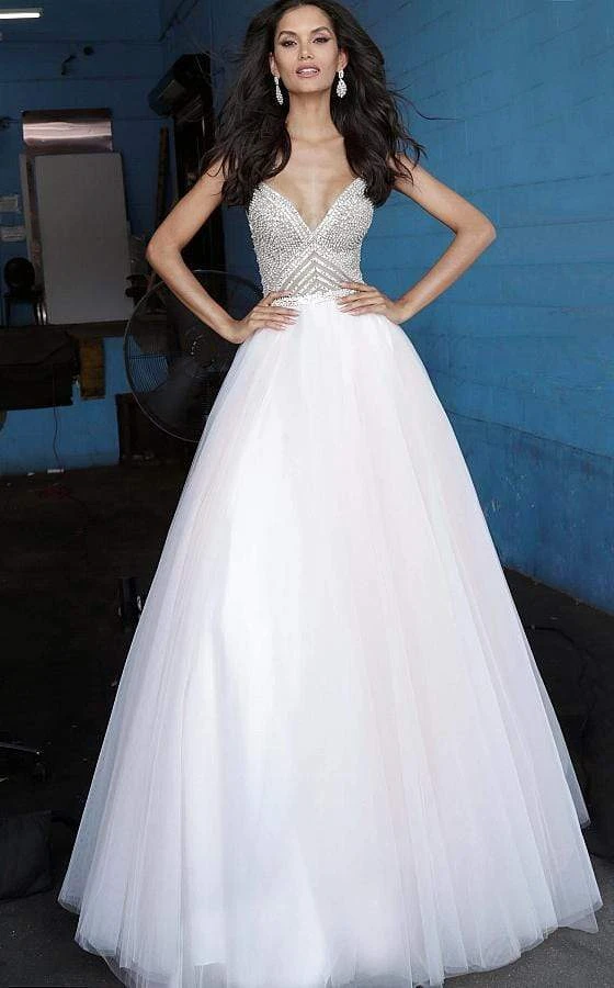 Jovani - 00580 Beaded Deep V-neck Ballgown 5 Jovani - 00580 Beaded Deep V-neck Ballgown