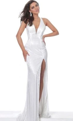 Jovani - 00694 Plunging Neck High Slit Fully Beaded Evening Gown 11 Jovani - 00694 Plunging Neck High Slit Fully Beaded Evening Gown