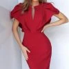Jovani - 00759 Knee Length Ruffled Angel Sleeve Sheath Dress 1 Jovani - 00759 Knee Length Ruffled Angel Sleeve Sheath Dress