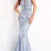 Jovani - 00883 Cap Sleeve Beaded Illusion Jewel Long Gown