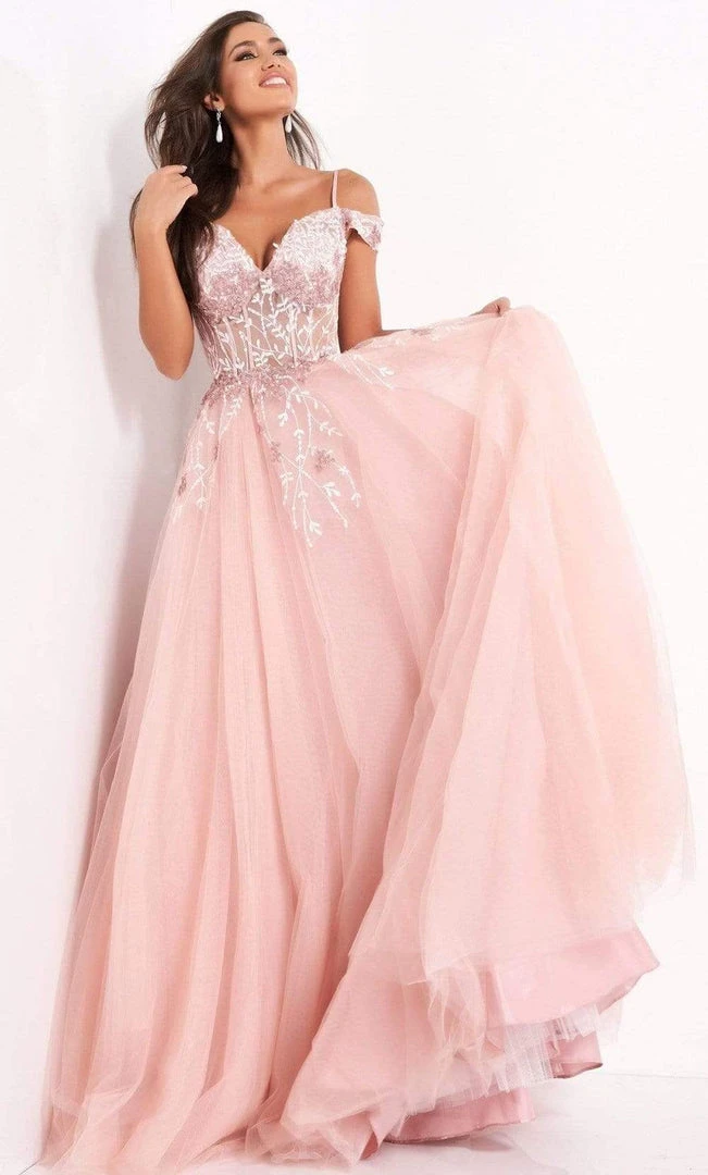 Jovani - 02022 Floral Ornate Corset Tulle Dress 6 Jovani - 02022 Floral Ornate Corset Tulle Dress