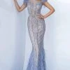 Jovani - 02326 Illusion Bejeweled Feather Sheath Dress 1 Jovani - 02326 Illusion Bejeweled Feather Sheath Dress