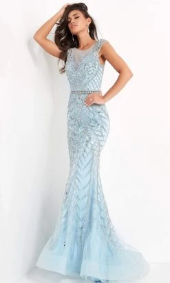 Jovani - 02336 Embellished Scoop Neck Trumpet Dress
