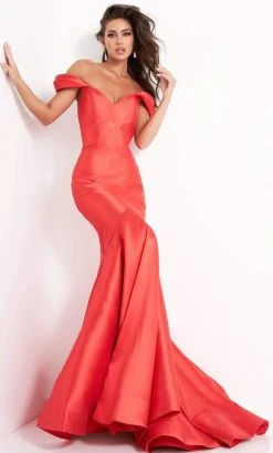 Jovani - 02359 Off Shoulder Sweetheart Silk Mermaid Evening Gown
