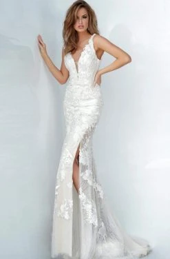 Jovani - 02444 Floral Embroidered Lace Deep V-neck Trumpet Dress 19 Jovani - 02444 Floral Embroidered Lace Deep V-neck Trumpet Dress