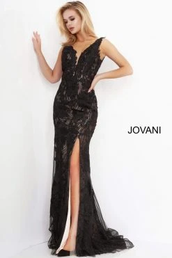 Jovani - 02444 Floral Embroidered Lace Deep V-neck Trumpet Dress 21 Jovani - 02444 Floral Embroidered Lace Deep V-neck Trumpet Dress