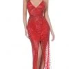 Jovani - 02498 Beaded Plunging V Neck Sheath Dress 1 Jovani - 02498 Beaded Plunging V Neck Sheath Dress