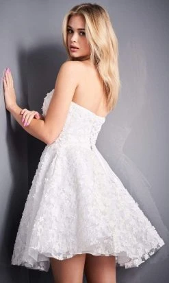 Jovani - 02564 Strapless Floral Appliqued A-Line Dress