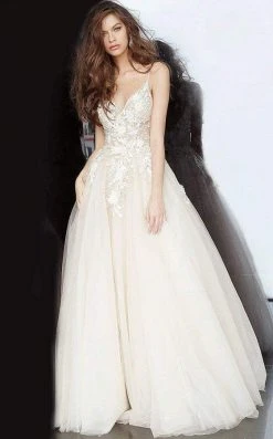 Jovani - 02758 Floral Applique Plunging V-neck Ballgown 13 Jovani - 02758 Floral Applique Plunging V-neck Ballgown