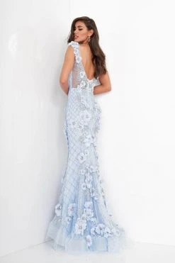 Jovani - 02773 Floral Appliqued Plunging V-Neck Dress 12 Jovani - 02773 Floral Appliqued Plunging V-Neck Dress