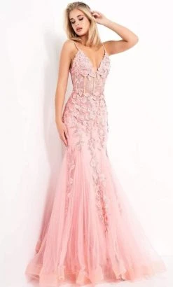 Jovani - 02841 Floral Appliques Corset Bodice Tulle Trumpet Gown 13 Jovani - 02841 Floral Appliques Corset Bodice Tulle Trumpet Gown