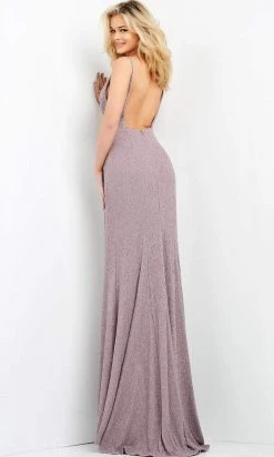 Jovani - 02914 Glitter High Slit Sheath Dress