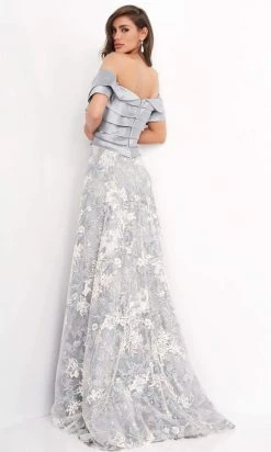 Jovani - 02921 Short Sleeve Tiered Bodice A-Line Gown