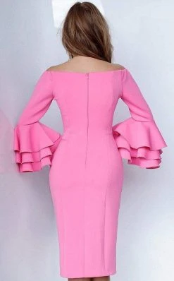Jovani - 02992 Tiered Bell Sleeved Off Shoulder Cocktail Dress 6 Jovani - 02992 Tiered Bell Sleeved Off Shoulder Cocktail Dress