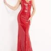 Jovani - 03523 Sequined Plunging V Neck Sheath Dress