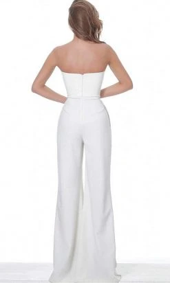 Jovani - 03828 Strapless Straight Neck Wide Leg Evening Jumpsuit