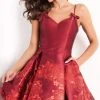 Jovani - 03929 Sleeveless V-Neck Floral Print Fit And Flare Dress